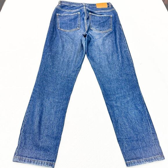Zara High Rise Dark Wash Straight Leg Denim Jeans Zip Fly Size 6 - Picture 3 of 7